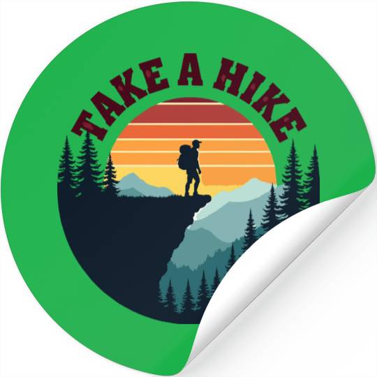 Take A Hike - Vintage Sunset Mountain Silhouette Stickers