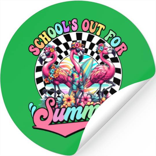Schools Out For Summer Flamingo Teaches Students Stickers