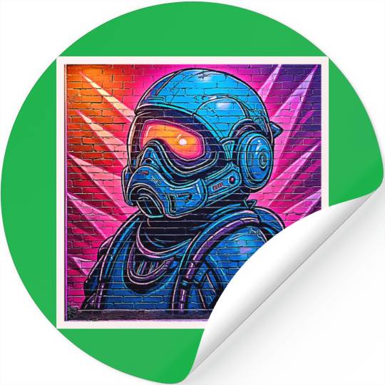 Neon Cyberpunk Astronaut Stickers
