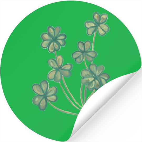 A collection of green watercolor clovers Stickers