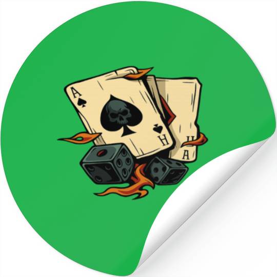 Floral Skull with Cards & Dice Stickers