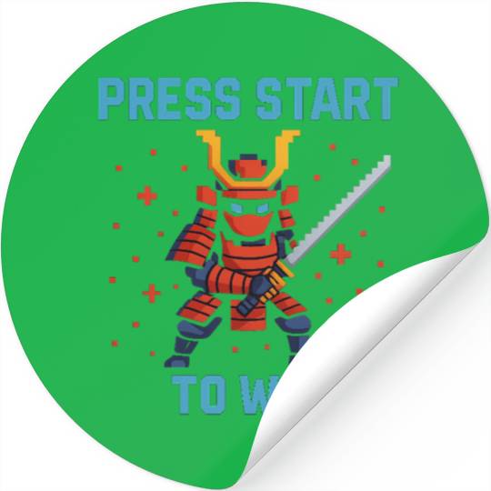 "Pixel Samurai – Press Start to Win" Stickers