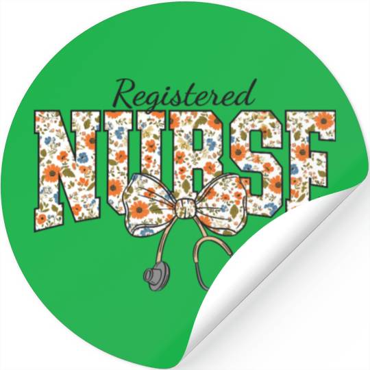 Registered Nurse Coquette Bow Floral Stickers