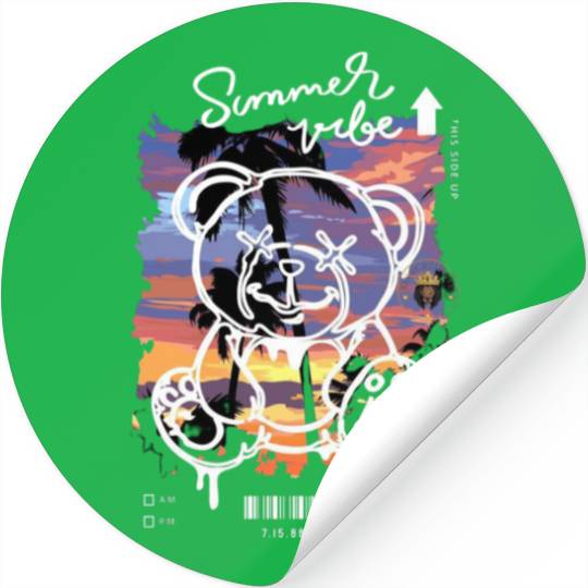 Palm Tree Chill Bear Stickers