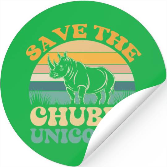 Save The Chubby Unicorns Vintage Funny Rhino Stickers