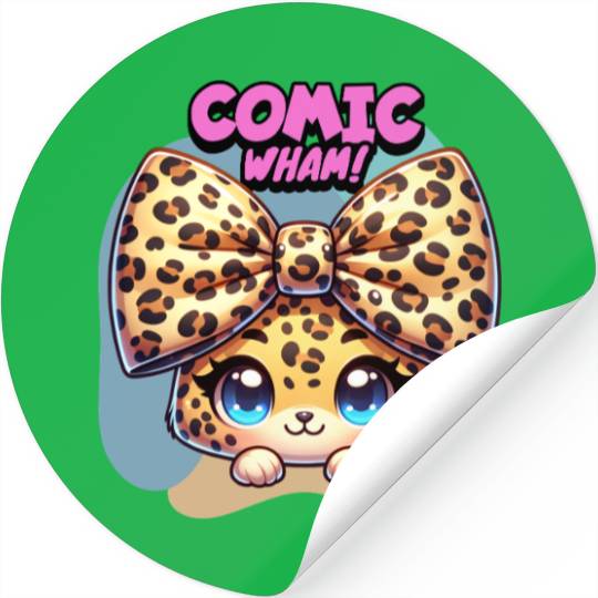 Comic Wham! – Cute Leopard with Giant Bow Stickers