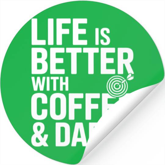 Coffee and Darts Funny Design Stickers