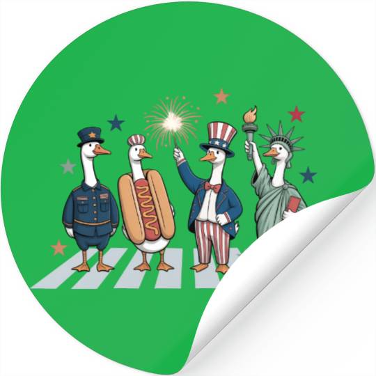 Patriotic Goose 4th of July Silly Goose Stickers