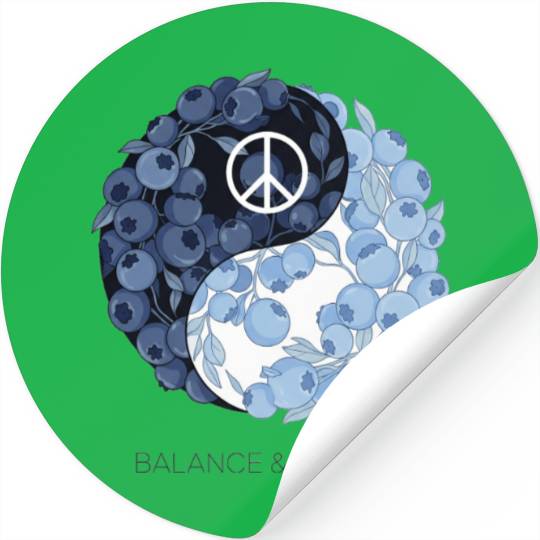 Balance & Berries – Yin Yang Blueberry Peace Desig Stickers