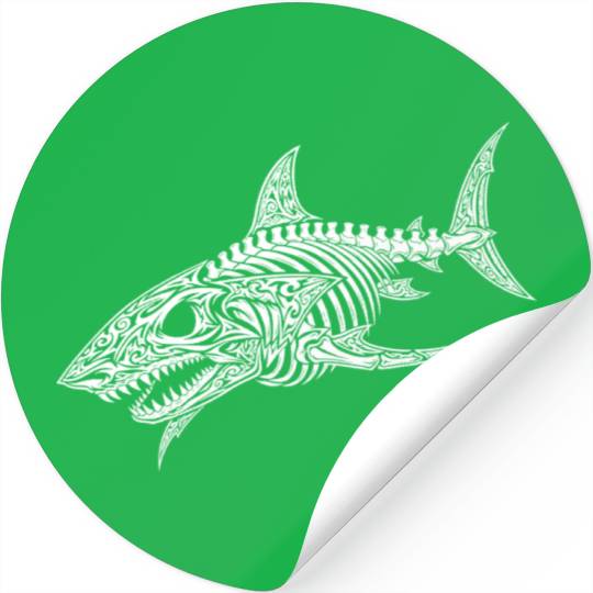 tribal design skeleton shark Stickers