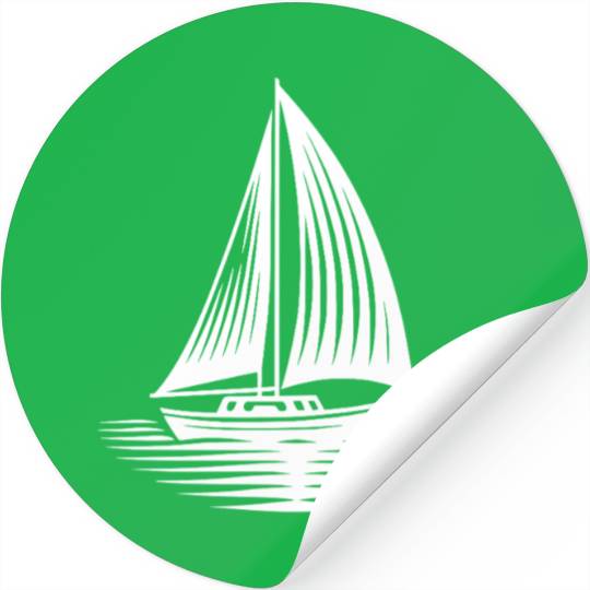 Cutting-edge Sailing Boat On Course In Calm Waves Stickers