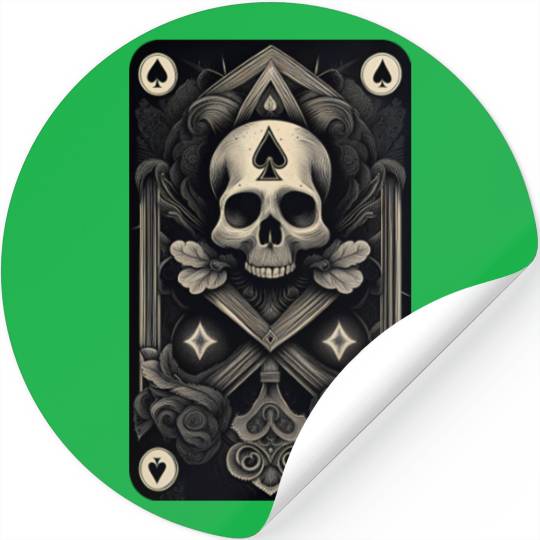 Ace of Spades Skull Design • Gothic Card Art Stickers