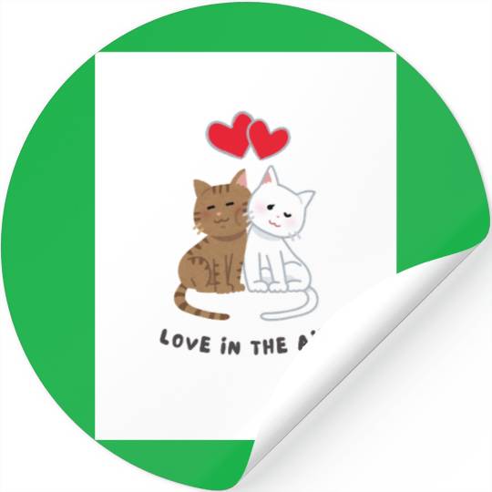 White Brown Illustrative Cat Couple Stickers 202