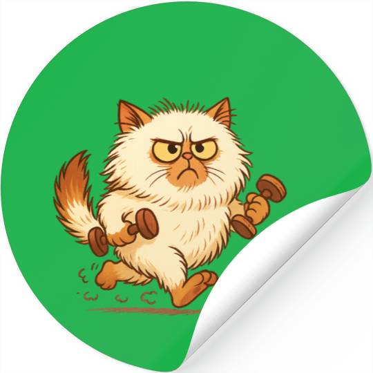 Fierce Cat Workout Illustration Stickers