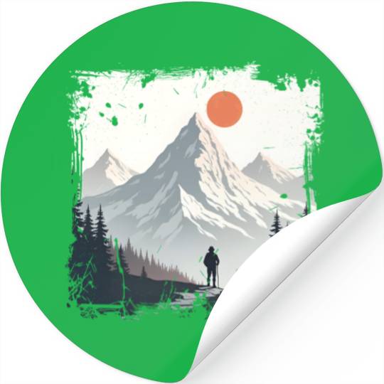 Serene Mountain Wilderness Scene Stickers