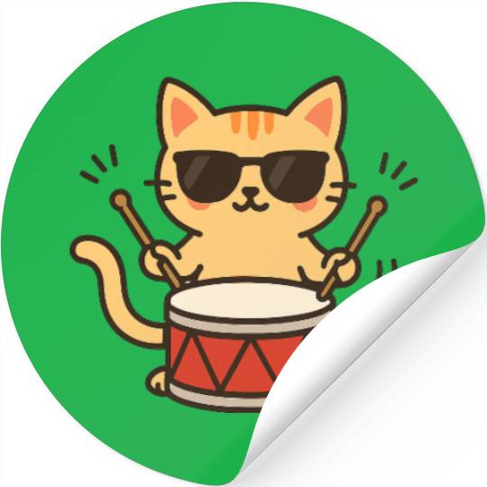 Drummer Cat With Shades Stickers