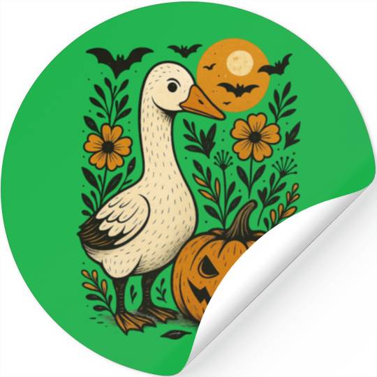 Goose Halloween Fall Silly Goose Boho Flower Stickers