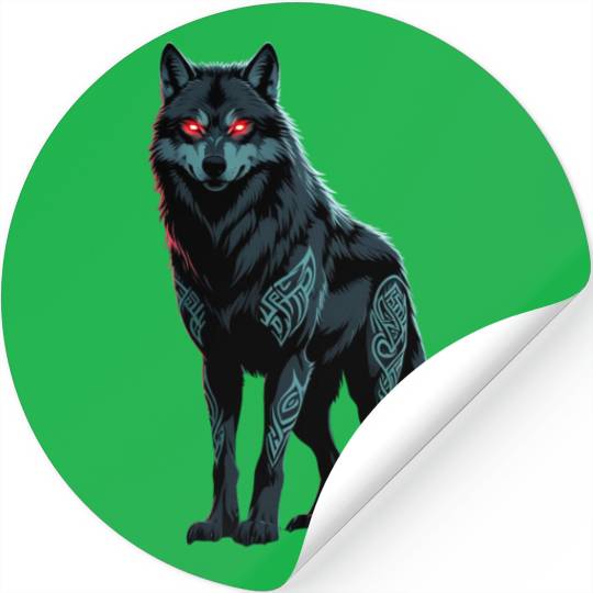 Tribal Red-Eyed Wolf – Fierce Alpha Spirit Stickers