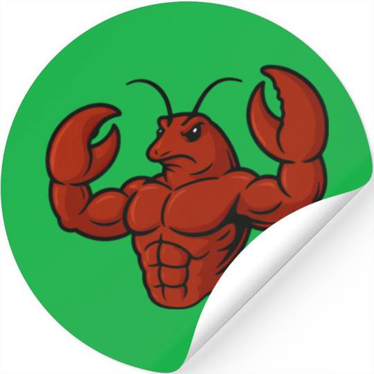 Crab lobster fitness workout cartoon strong biceps Stickers