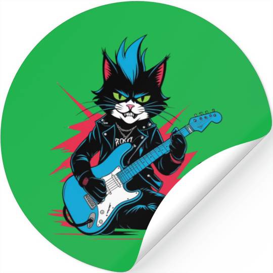 Rockstar Cat – Meow & Roll! Stickers
