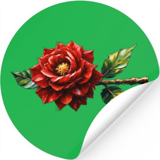 Crimson Rose Bloom – Botanical Clipart Stickers