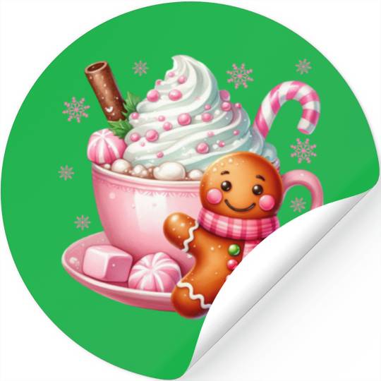 Whimsical Holiday Hot Chocolate Scene Stickers