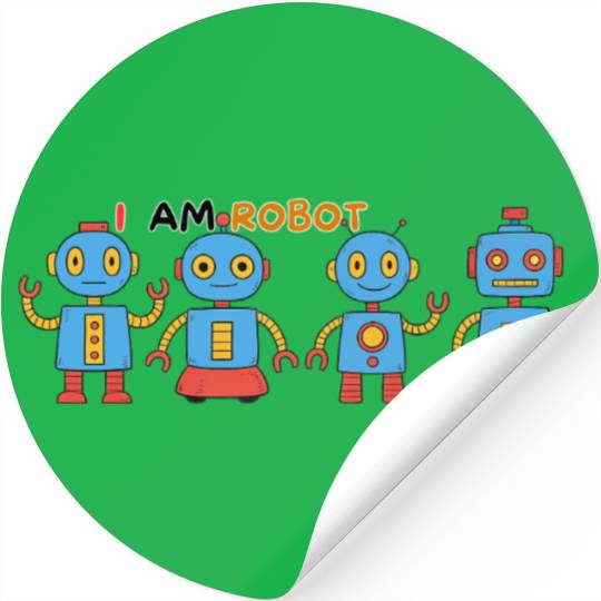 Playful Robot Illustration for Kids Stickers