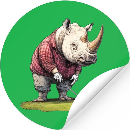 Rhinoceros Golfer / Golf Rhinoceros Stickers