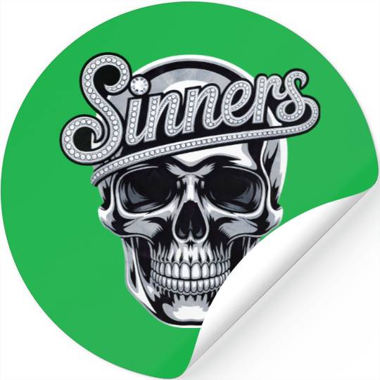 Chrome Skull Sinners Diamond Bling Stickers