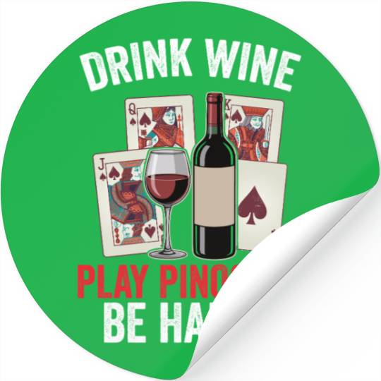 Funny Pinochle And Wine Playing Card Deck Games Stickers