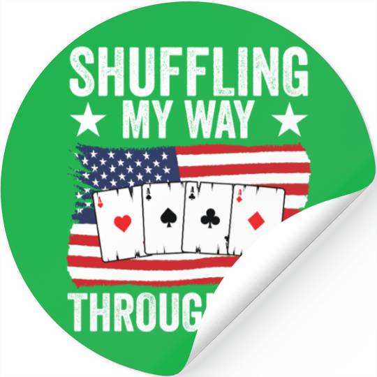 USA Flag Pinochle American Patriotic Card Games Stickers