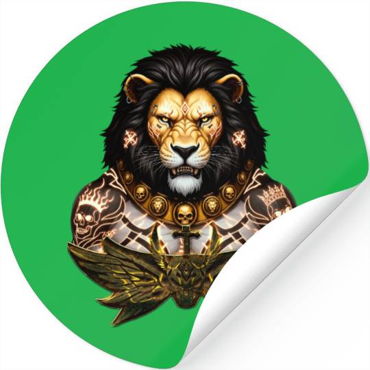 Majestic Lion Warrior Tattoo Design Stickers