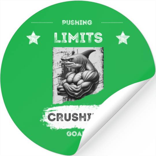 PUSHING LIMITS – Ripped Shark Gym Design Stickers