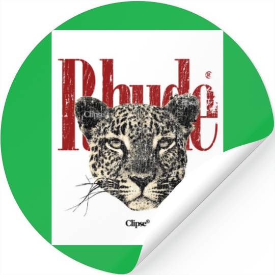 Leopard Face with Bold Red Text Stickers