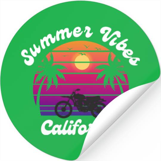 Sunset Motorcycle in California Stickers