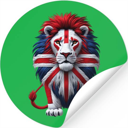 British Lion with Union Jack Flag Graphic Design Stickers