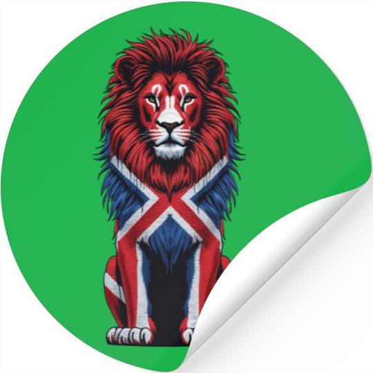 British Lion with Union Jack Flag Bold Art Design Stickers
