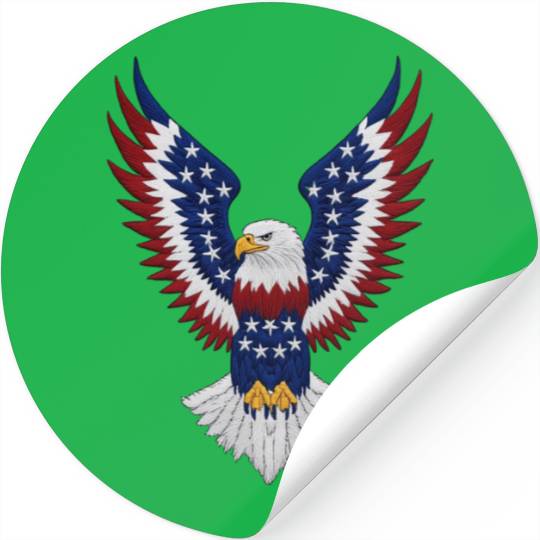 American Bald Eagle with USA Flag Wing Art Design Stickers
