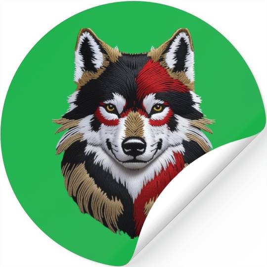 German Wolf Head in Black Red and Gold Stickers