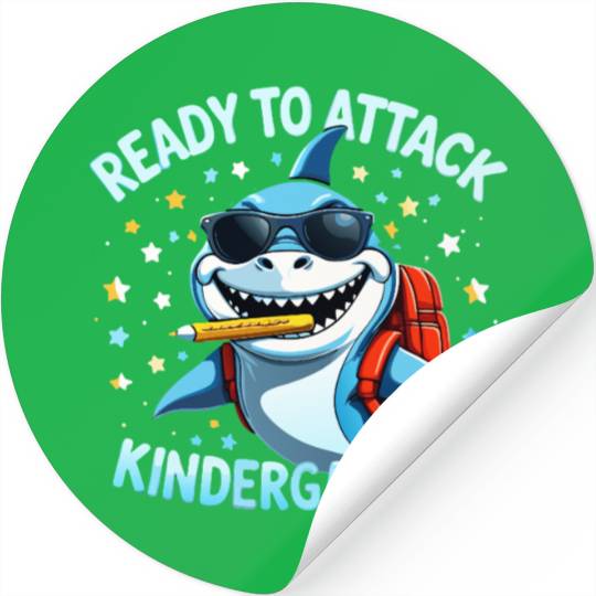 back-to-school-Shark With Backpack Kindergarten  Stickers