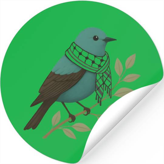 Palestine Sunbird with Keffiyeh and Olive Branch Stickers