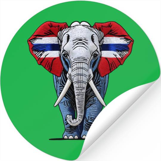 Thailand Elephant Red White Blue National Flag Cul Stickers