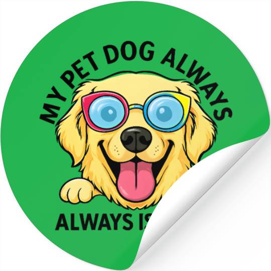 Joyful Dog with Sunglasses Illustration Stickers