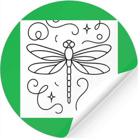 “Minimal line art dragonfly, soft curves, modern  Stickers