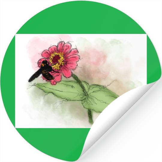 Wildflower and Bumblebee Illustration Stickers