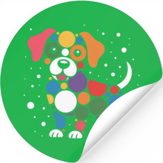 Colorful Dotty Dog Illustration Stickers