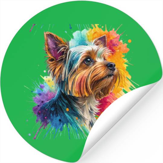Vibrant Yorkie Watercolor Portrait Stickers
