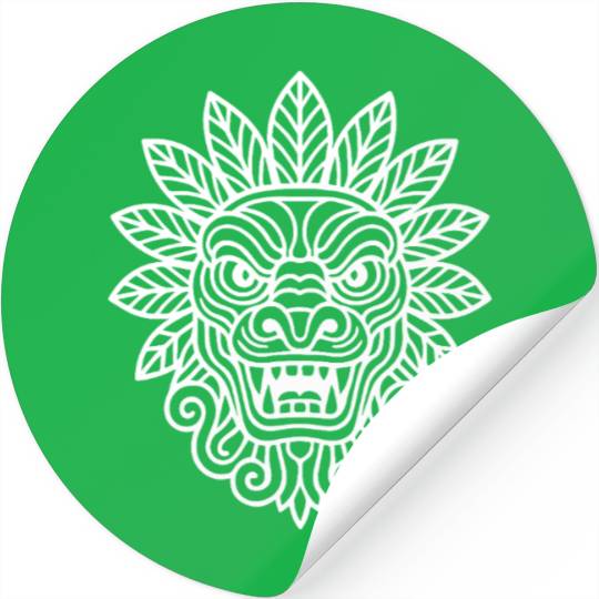 Feathered Serpent God Aztec Line Art Stickers