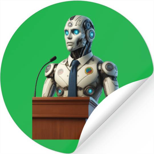 Futuristic Robot President Stickers
