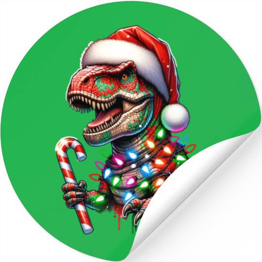 Festive Dinosaur Christmas Trolls Stickers